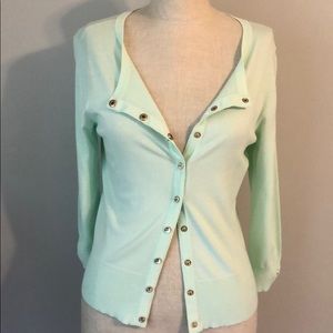 White House Black Market Mint Green 3/4 Cardigan